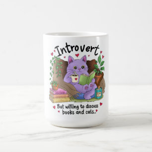 Introvert But Willing to Discuss Books and Cats Coffee Mug