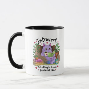 Introvert But Willing to Discuss Books and Cats Mug