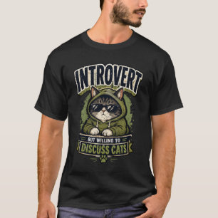 Introvert But Willing To Discuss Cats Funny Retro  T-Shirt
