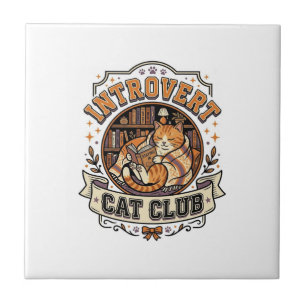 Introvert Cat Club Cat Introvert Anti Social Vinta Ceramic Tile
