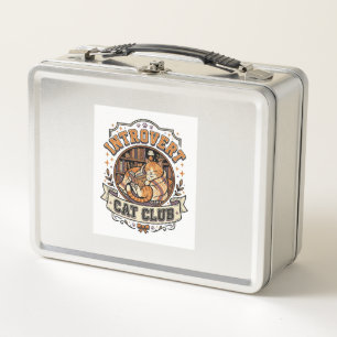 Introvert Cat Club Cat Introvert Anti Social Vinta Metal Lunch Box