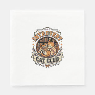Introvert Cat Club Cat Introvert Anti Social Vinta Napkin