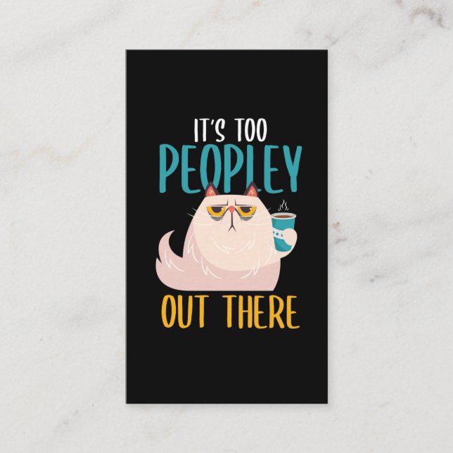 Introvert Cat Funny introverted Coffee drinker Business Card (Front)