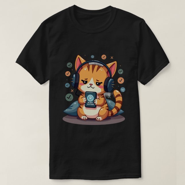 Introvert Cat Too Busy Refreshing Notifications Do T-Shirt (Design Front)