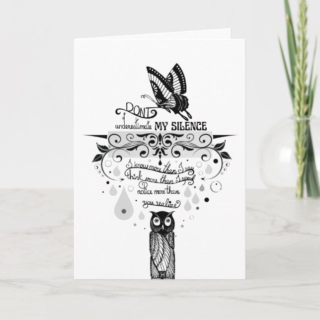 Introvert Empath Silence wisdom ink quote Card (Front)