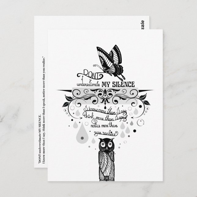 Introvert Empath Silence wisdom ink quote Postcard (Front/Back)