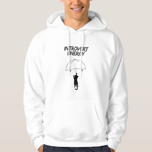 Introvert Energy – Editable Quote Cat Hoodie (Front)
