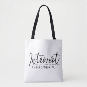 Introvert Extraordinaire Typography Tote Bag