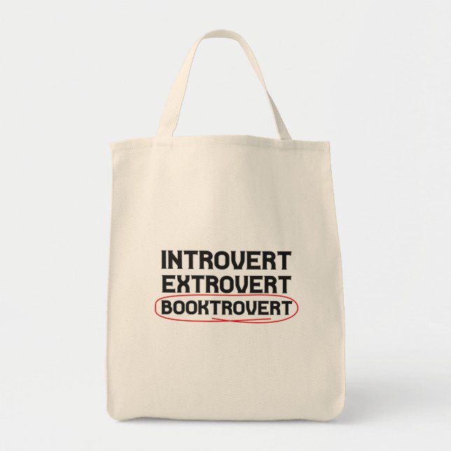 Introvert Extrovert Booktrovert Funny Book lovers Tote Bag (Front)