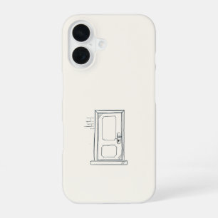 Introvert Gift Minimalist Closed Door Line Art iPhone 16 Case