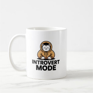 Introvert Mode Cat Mug–Cozy Minimalist Coffee Cup