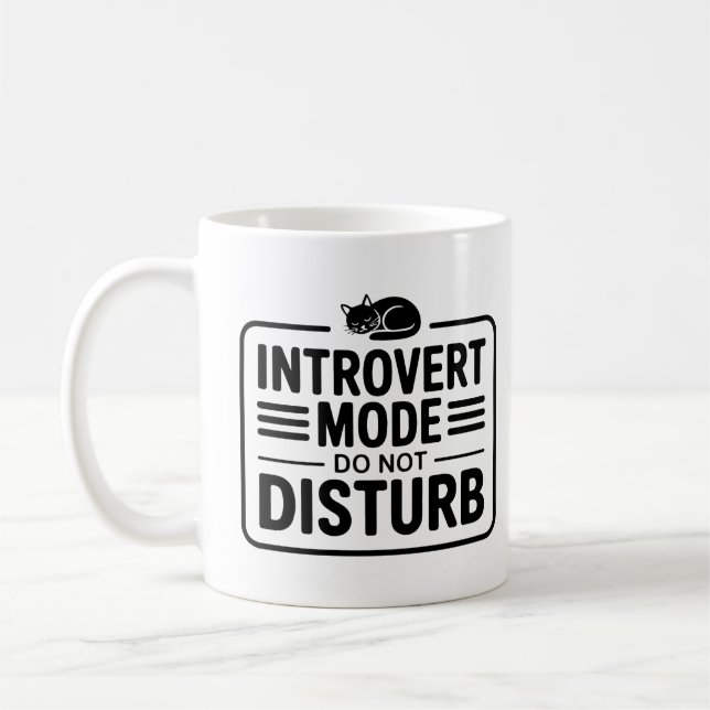Introvert Mode Don't Disturb Minimalist Typography Coffee Mug (Left)