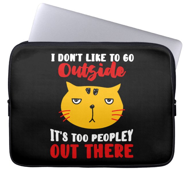 Introvert Quote Cat Laptop Sleeve (Front)