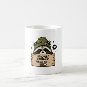Introvert Recharging Please Wait – Cute Raccoon Fu Coffee Mug