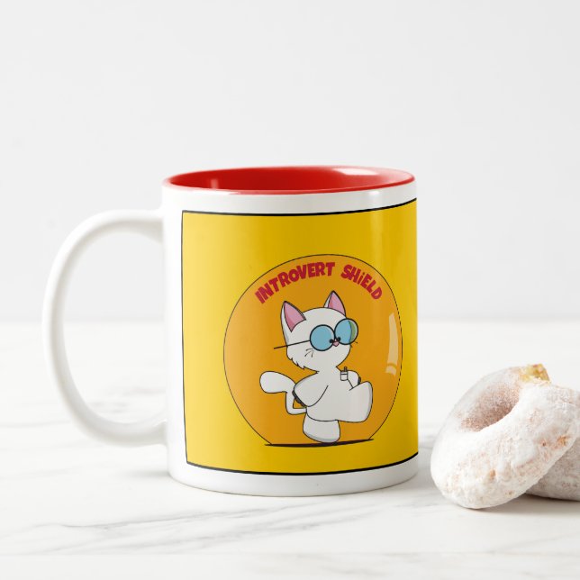 Introvert Shield Two-Tone Coffee Mug (With Donut)