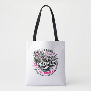 Introvert Skeleton Relaxing With Coffee No Thanks Tote Bag