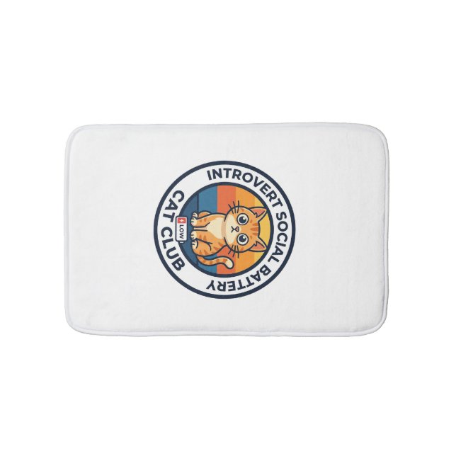 Introvert Social Battery Cat Cute Kitty Design - I Bath Mat (Front)