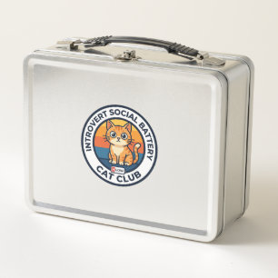 Introvert Social Battery Cat Cute Kitty Design - I Metal Lunch Box