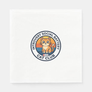 Introvert Social Battery Cat Cute Kitty Design - I Napkin