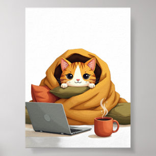 Introvert Survival Mode Cat Blanket Fort Laptop St Poster