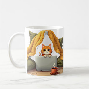 Introvert Survival Mode Cat - Sorry I'm Late Humou Coffee Mug
