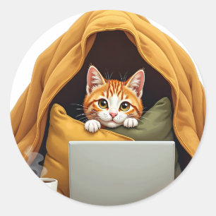 Introvert Survival Mode Cat Sticker