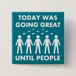 Introvert Until People Funny Button Badge Pin