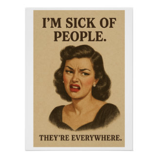 Introvert vintage illustration poster
