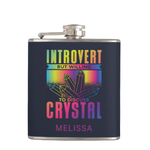 Introvert Willing to Discuss Crystal Personalised Hip Flask