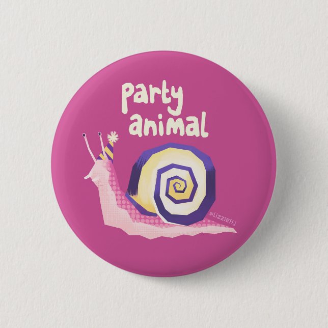 Introvertebrates pink party snail badge (Front)