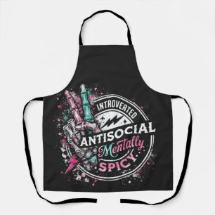 Introverted Antisocial Mentally Spicy Skeleton  Apron