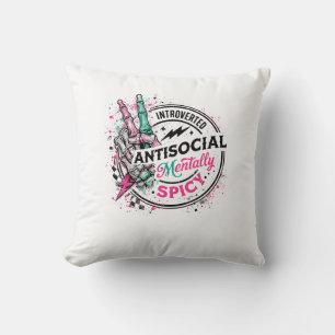 Introverted Antisocial Mentally Spicy Skeleton Cushion