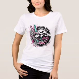 Introverted Antisocial Mentally Spicy Skeleton Tri-Blend Shirt