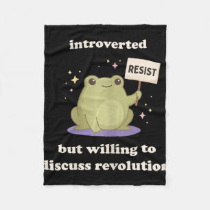 Introverted Resistance Frog No Kings In America Hu Fleece Blanket