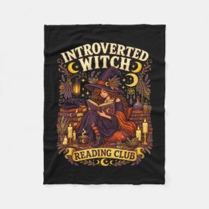 Introverted witch reading club vintage book lover fleece blanket