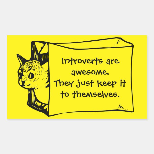 Introverts are Awesome Cat in a Bag Sticker (Front)