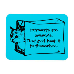 Introverts are Awesome Cat in a Bag Sticker Magnet