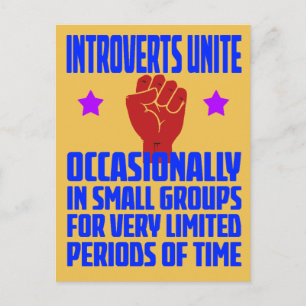 introverts unite postcard