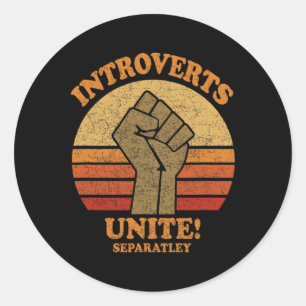 Introverts Unite Separately Funny Vintage Sunset Classic Round Sticker