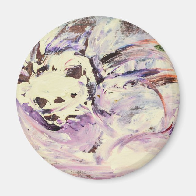Intuitive Abstract Art Creamy White Lavender  Magnet (Front)