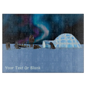 Inuit Man, Igloo, And Dog Team Cutting Board