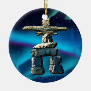 Inukshuk Native American Spirit Stones Ceramic Ornament