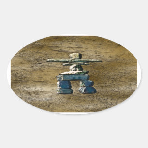 Inukshuk Native American Spirit Stones Oval Sticker