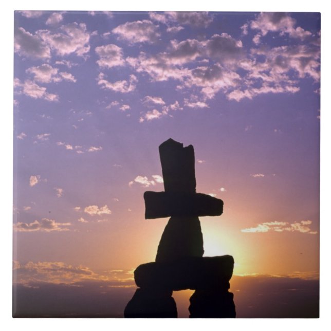 Inukshuk Northwest Territories, Canada Ceramic Tile (Front)