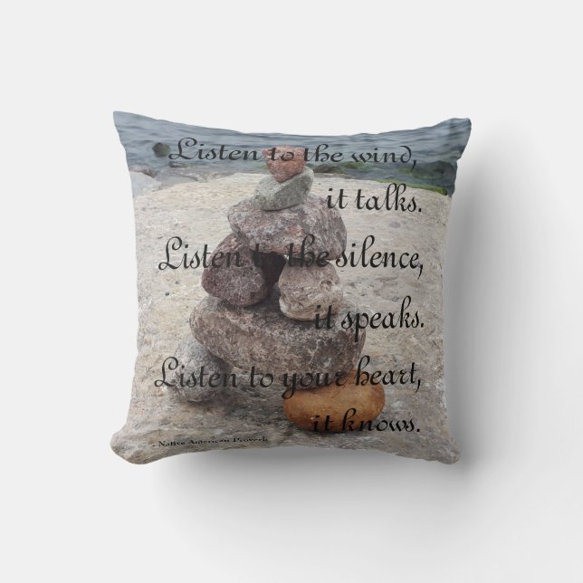 Inuksuk - stones - garden- zen - proverb - cushion (Front)