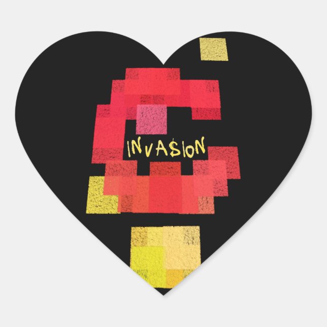 Invaders vs Tetris Heart Sticker (Front)