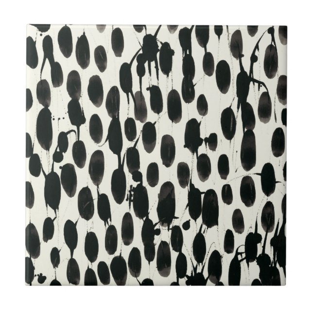 Invariable I | Black Watercolor Ceramic Tile (Front)
