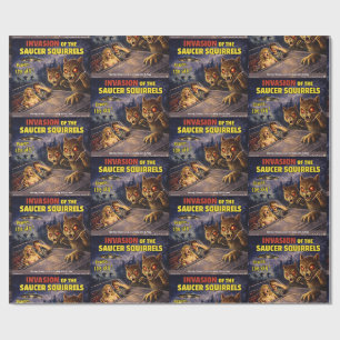 Invasion of the Saucer Squirrels Parody Wrapping Paper