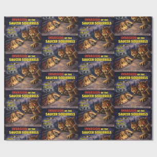 Invasion of the Saucer Squirrels Wrapping Paper