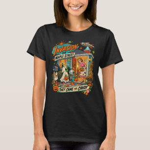 Invasion on Maple Street Retro Alien Halloween Wom T-Shirt